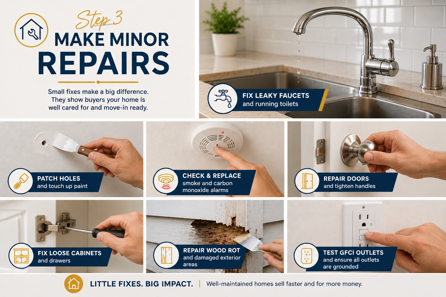 Step 3 – Make Minor Repairs to prepare your home for sale