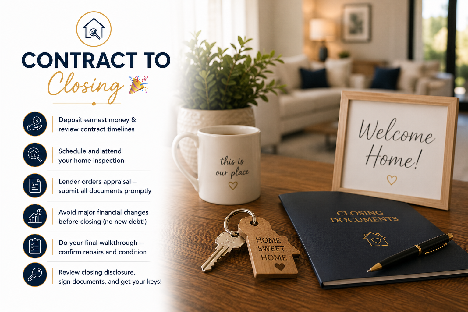 Step 6 – Contract to Closing, get your keys